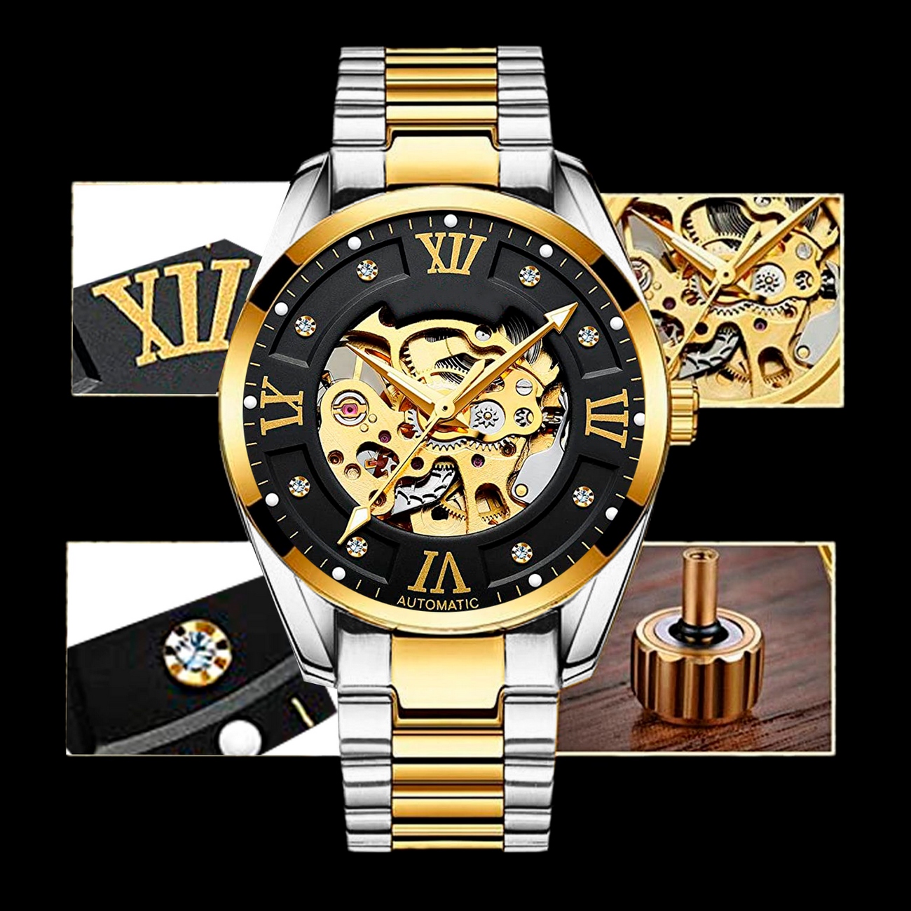 Reloj G-force Original At795d Automatico Plateado + Estuche